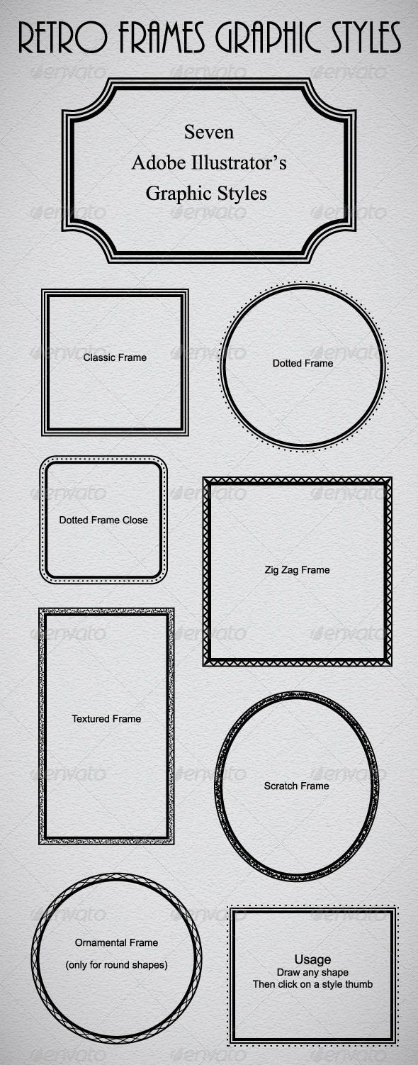 Retro Frames Graphic Styles - Styles Illustrator