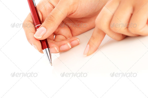 Pen in hand.