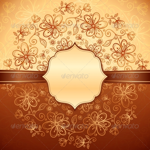 Lacy Vintage Flowers Background with Label Lacy Vintage Flowers Background with Label