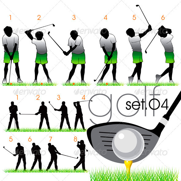 Golf Players Silhouettes Golf Players Silhouettes
