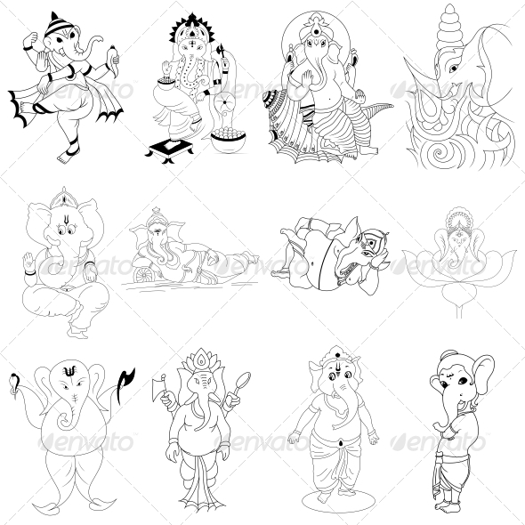 Ganesha Religious Vector Designs Pack Ganesha Religious Vector Designs Pack
