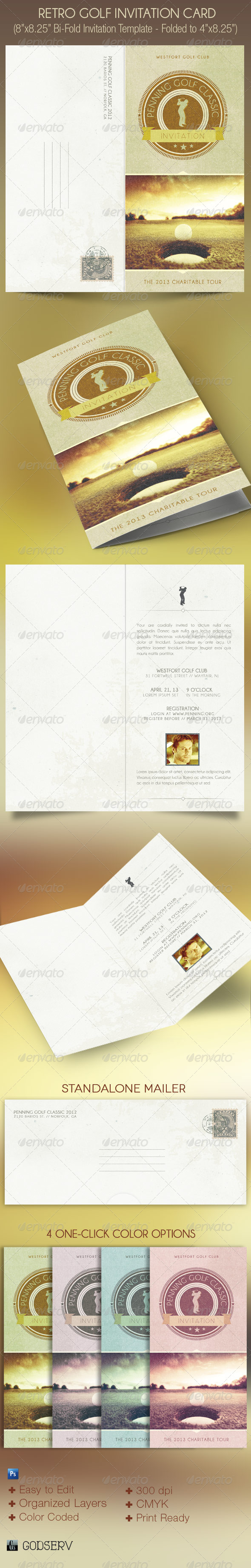 Retro Golf Invitation Card Template Retro Golf Invitation Card Template