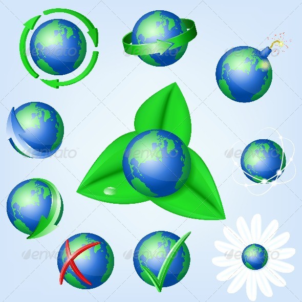 Set of Globe Icons Set of Globe Icons