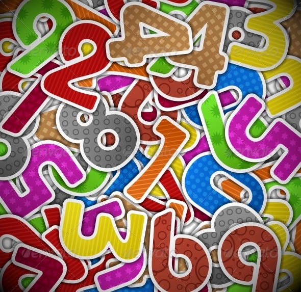 Background with Colorful Numbers of Paper