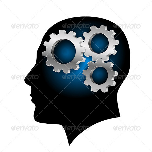 Humans Brain with Gearwheel Inside Humans Brain with Gearwheel Inside