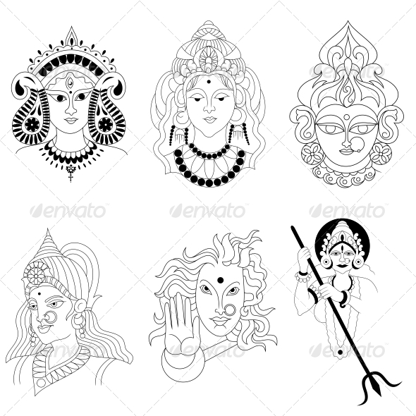 hindu goddess religious vector designs pack graphicriver hindu goddess religious vector designs pack graphicriver