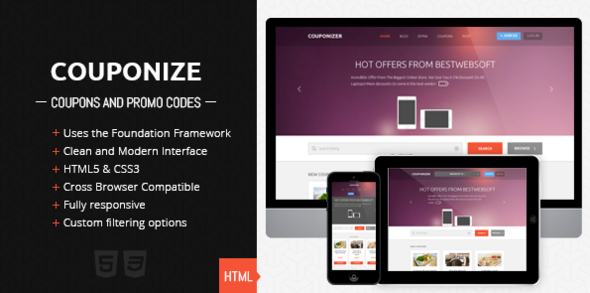 Couponize - Responsive Coupons and Promo Template
