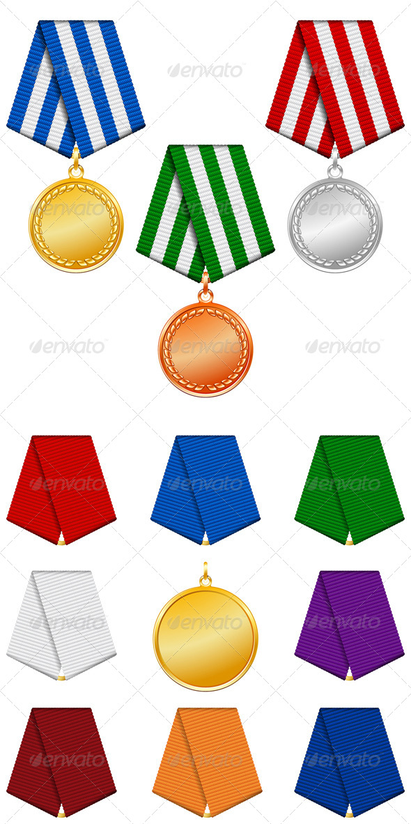 Gold Silver and Bronze Medals on Ribbon Gold Silver and Bronze Medals on Ribbon