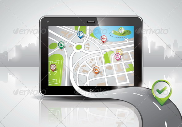 Map Illustration with Shiny PDA Device Map Illustration with Shiny PDA Device