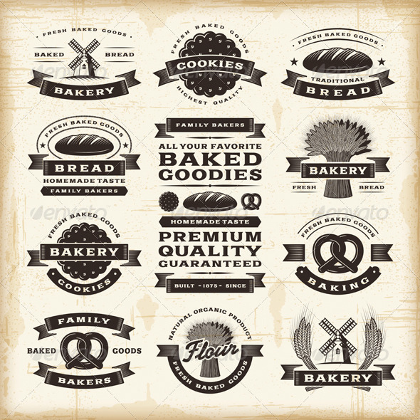 Vintage Bakery Labels Set | GraphicRiver