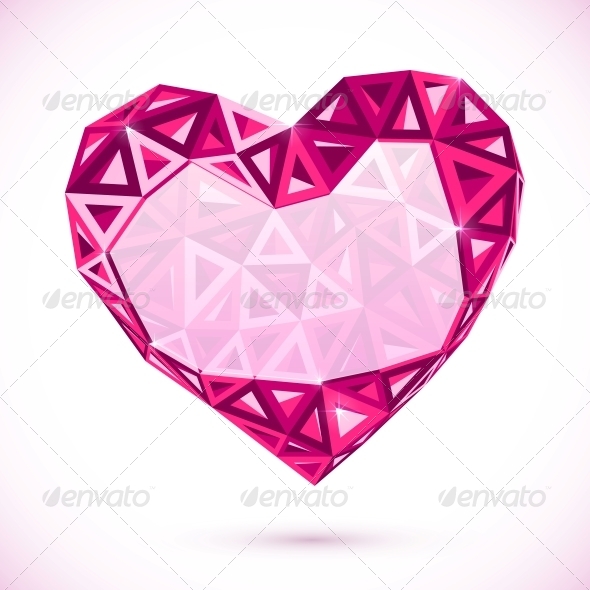 Pink Abstract Valentines Day Heart with Triangles Pink Abstract Valentines Day Heart with Triangles