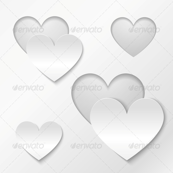 Cut Out Paper Hearts Valentines Day Card