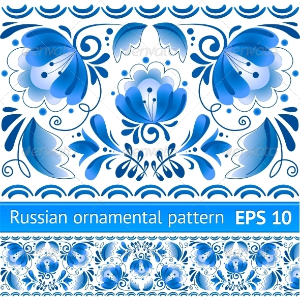 Russian National Blue Floral Pattern Russian National Blue Floral Pattern