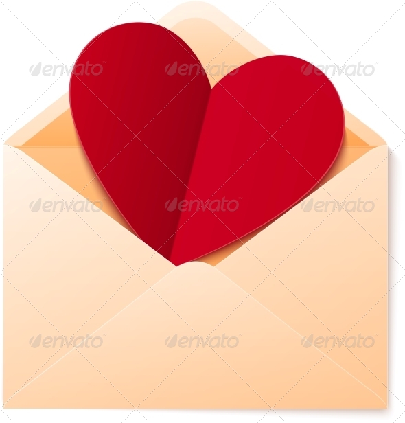 Vector Simple Envelope with Red Paper Heart Vector Simple Envelope with Red Paper Heart