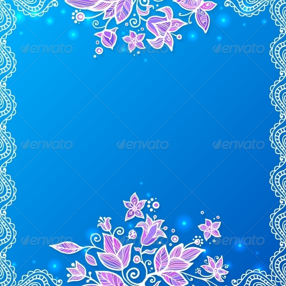 Blue and Violet Doodle Flowers Card Blue and Violet Doodle Flowers Card