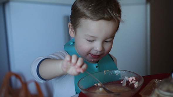 Two Year Old Boy Eats Fish Soup 2 Two Year Old Boy Eats Fish Soup 2