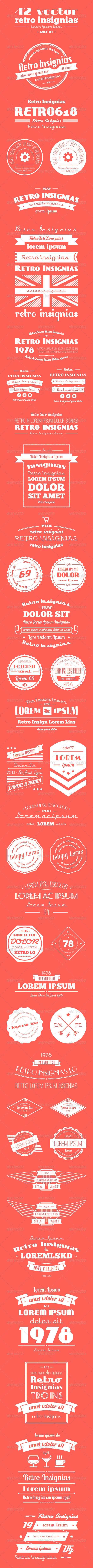 42 Vector Retro Insignias Banners and Badges 42 Vector Retro Insignias Banners and Badges