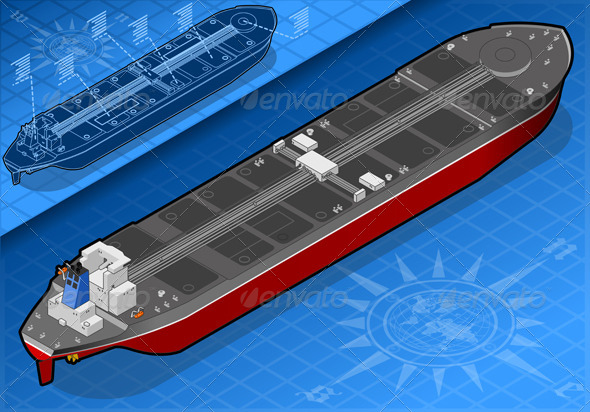 Isometric Oil Tanker in Rear View Isometric Oil Tanker in Rear View