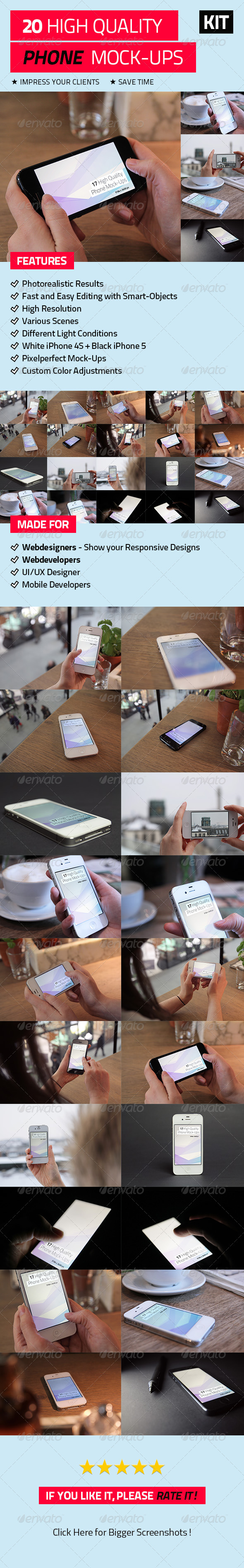 20 High Quality Phone Mock-Ups