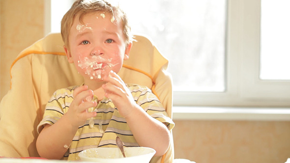 Little Boy is Crying He Doesn t Want to Eat Little Boy is Crying He Doesn t Want to Eat
