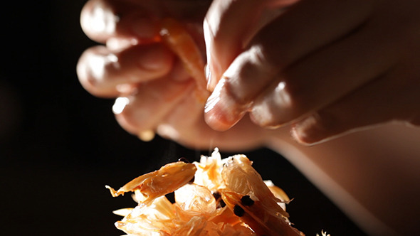 Woman s Hands Cleaning Shrimp Woman s Hands Cleaning Shrimp