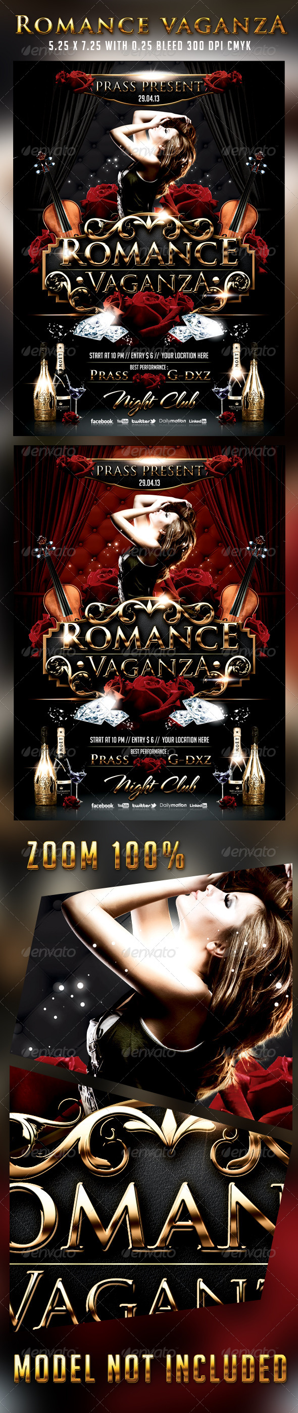 Romance Vaganza Flyer Template - Clubs & Parties Events