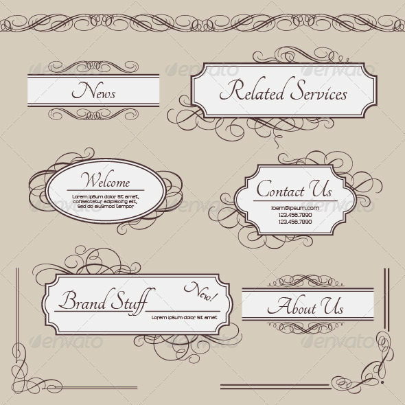 Set of Vintage Vector Labels Frames Borders Set of Vintage Vector Labels Frames Borders