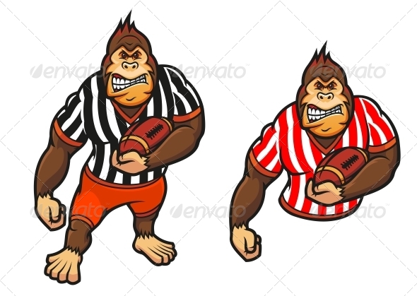 Gorilla Player with Rugby Ball Gorilla Player with Rugby Ball