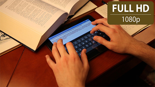 Typing Homework on a Tablet Typing Homework on a Tablet