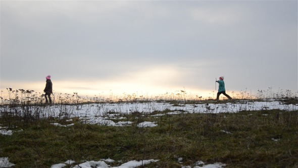 Children Walking Down a Hill Children Walking Down a Hill