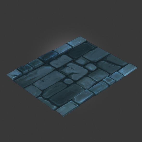 Low Poly Dungeon Stone Road Segment Low Poly Dungeon Stone Road Segment