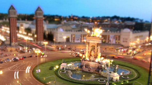 Barcelona Roundabout Traffic Fountain Time Lapse Barcelona Roundabout Traffic Fountain Time Lapse