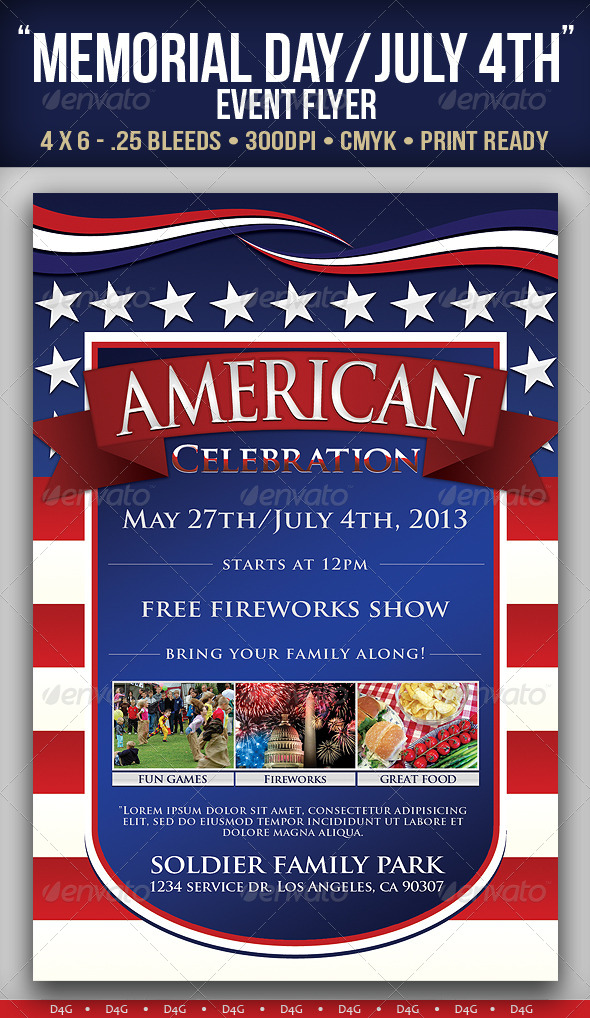 “American” Memorial/Independence Day Event Flyer - Holidays Events
