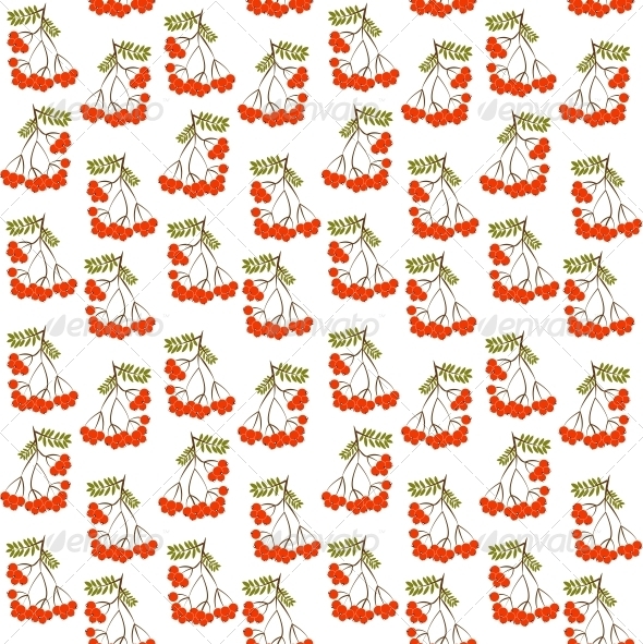 Seamless Pattern with Rowanberrys and Leafs Seamless Pattern with Rowanberrys and Leafs