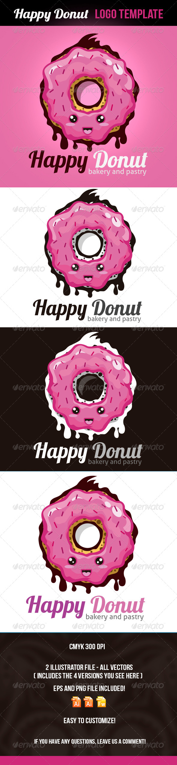Happy Donut Logo Template Happy Donut Logo Template