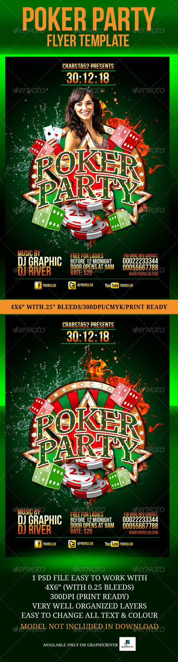 Poker Party Flyer Template