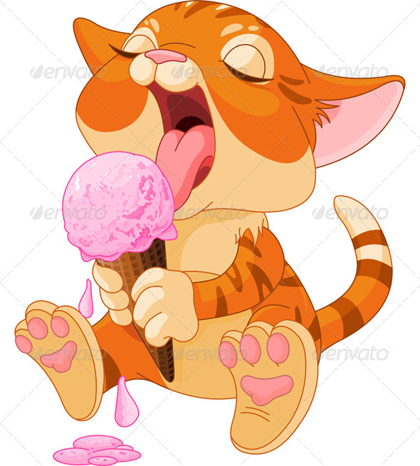 Kitten Eating Ice Cream