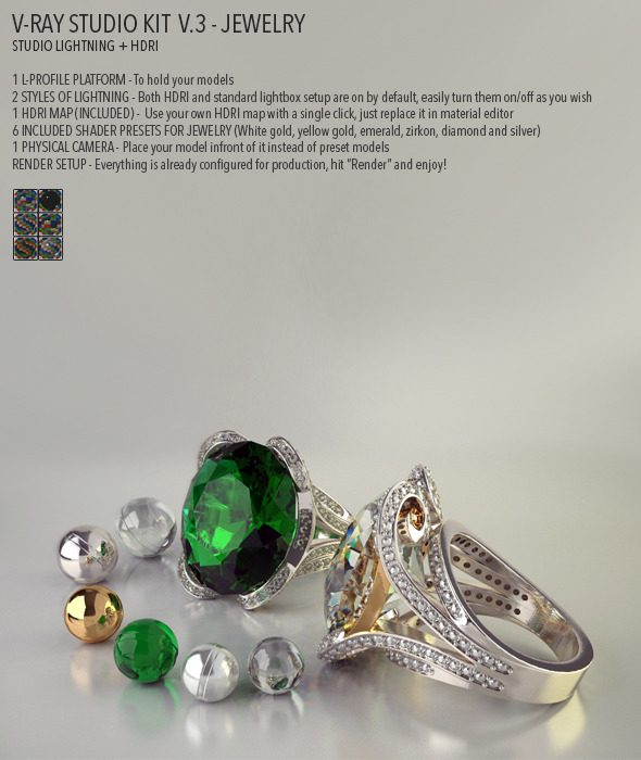 Vray Studio Setup v.3 - Jewelry - 3DOcean Item for Sale