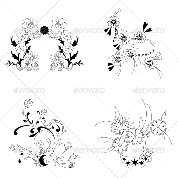 Decorative Floral Elements Vector Pack Decorative Floral Elements Vector Pack