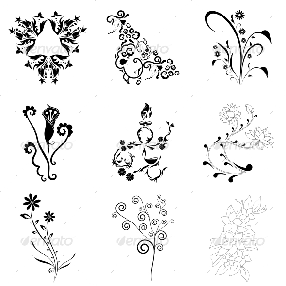 Decorative Floral Elements Vector Pack Decorative Floral Elements Vector Pack