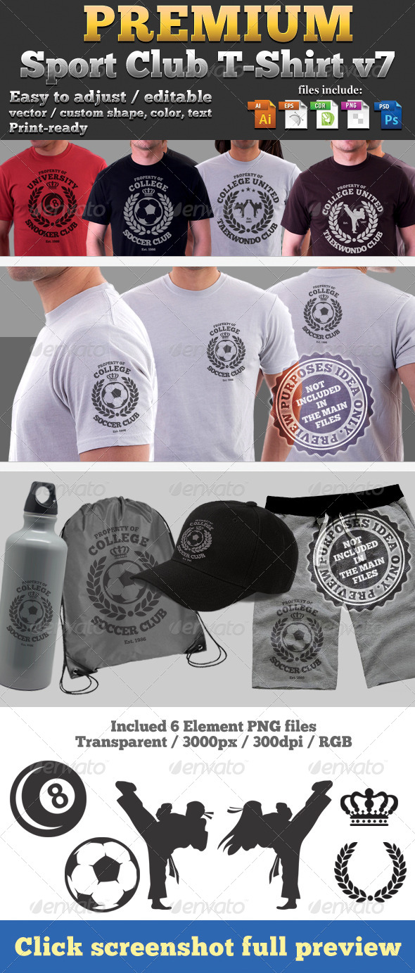 Premium Sport Club T-Shirt V7 Template - Sports & Teams T-Shirts