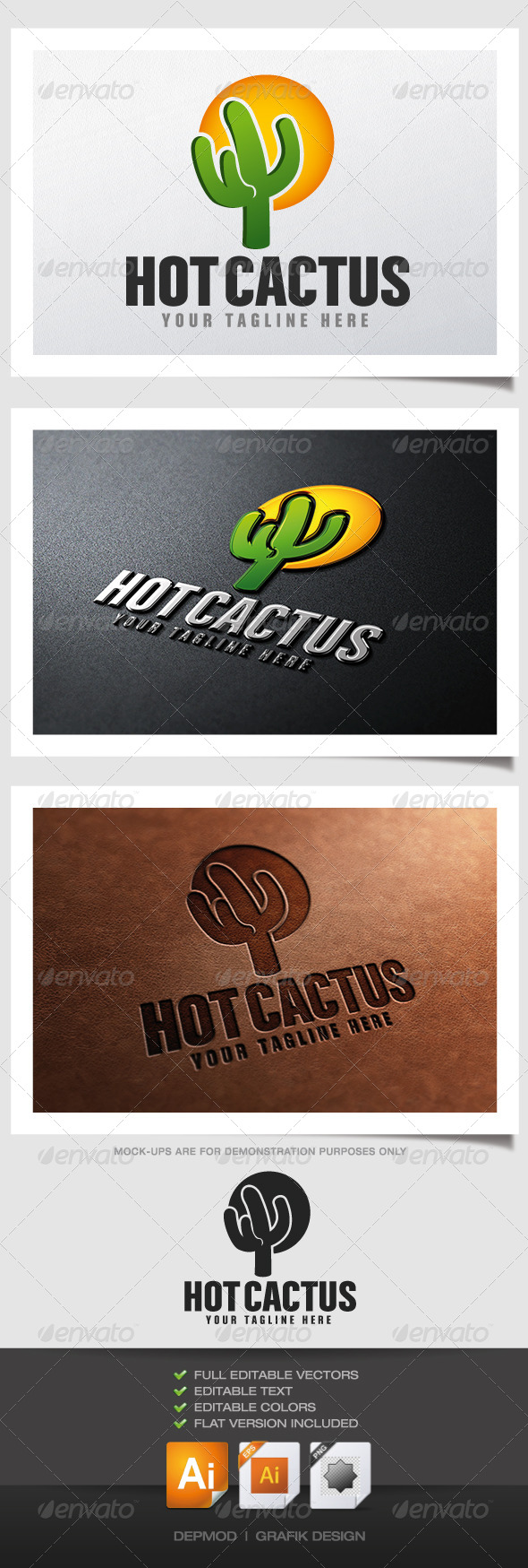 Hot Cactus Logo - Nature Logo Templates