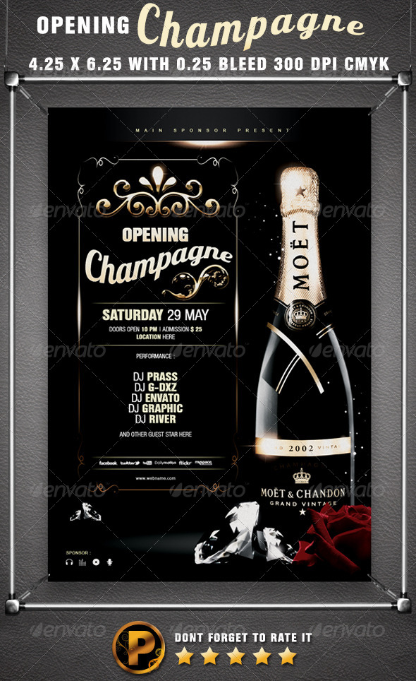 Opening Champagne Flyer Template - Clubs & Parties Events