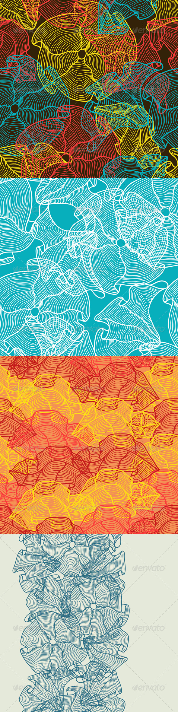 Hand Drawn Seamless Floral Patterns Hand Drawn Seamless Floral Patterns