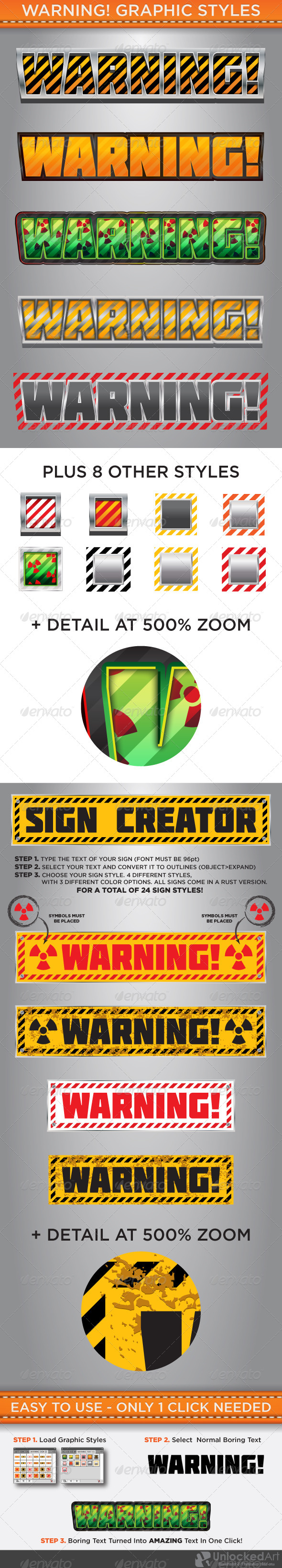Warning Graphic Styles - Styles Illustrator