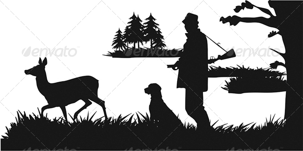 The Hunter with a Dog Lying in Wait for Deer by Zdenka1967 | GraphicRiver