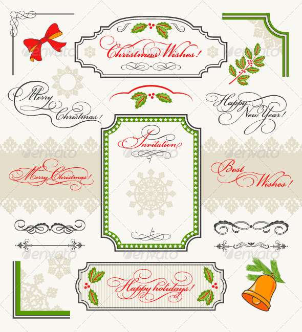 Christmas Collection Calligraphic Design Elements Christmas Collection Calligraphic Design Elements