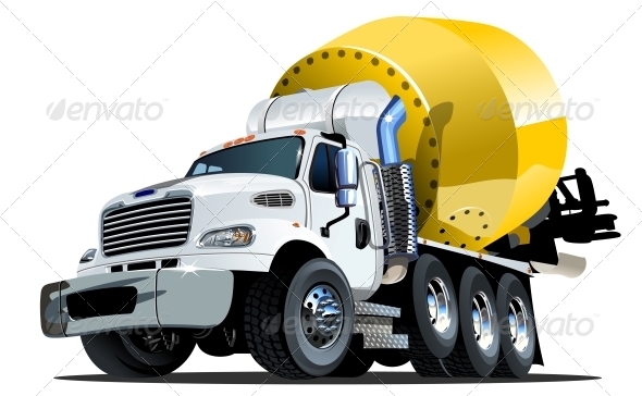 Cartoon Mixer Truck one Click Repaint Option