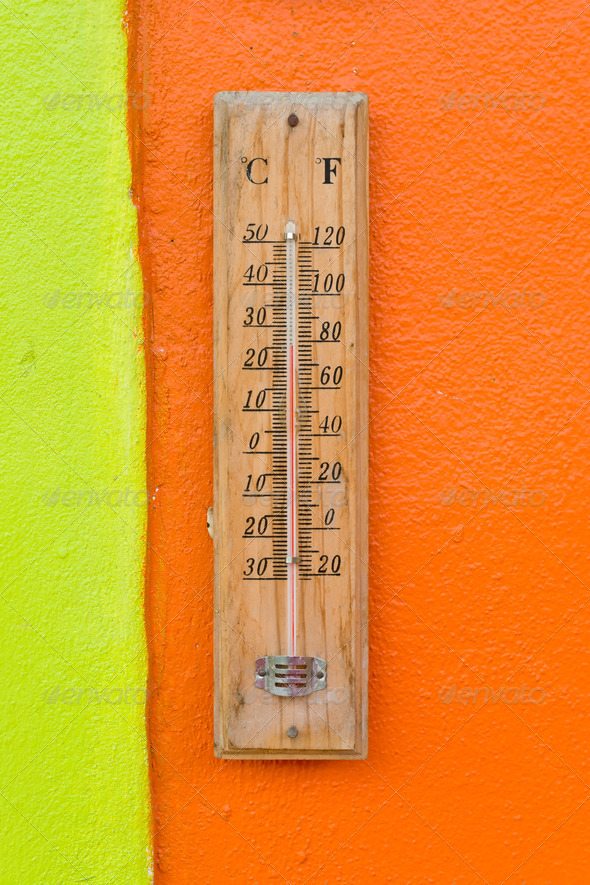 Thermometer Wood Plate stick on wall