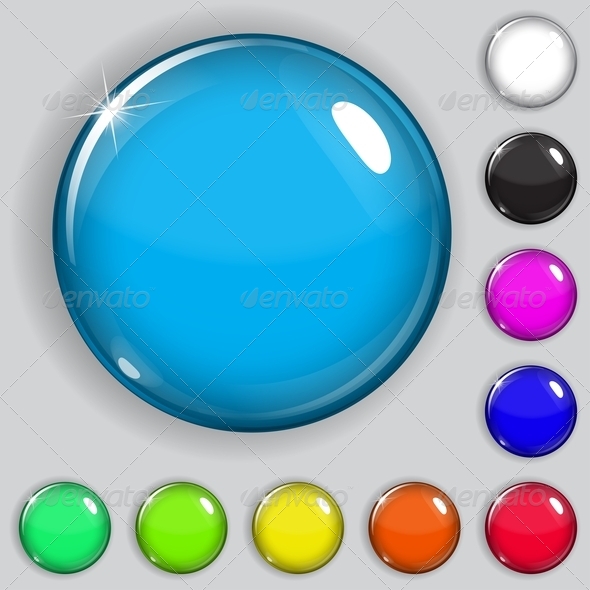 Multicolored Glass Buttons - Web Elements Vectors